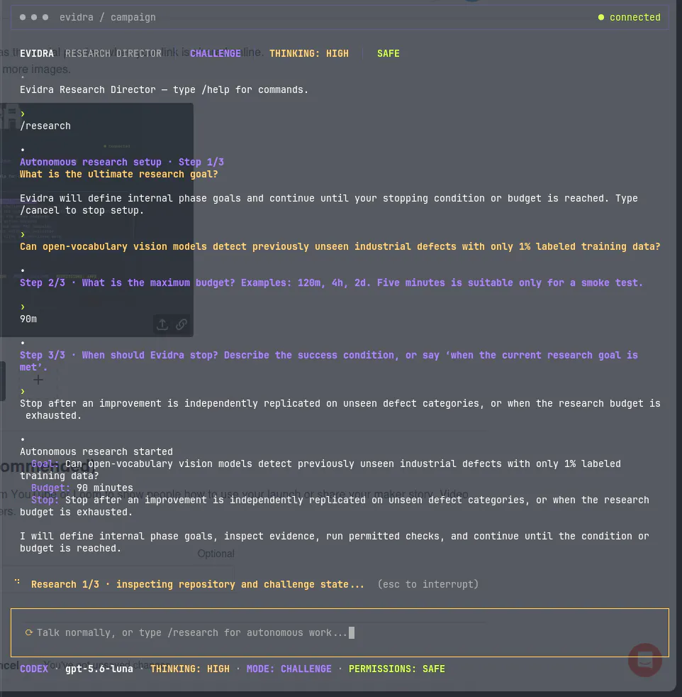 Evidra — The research harness gallery image