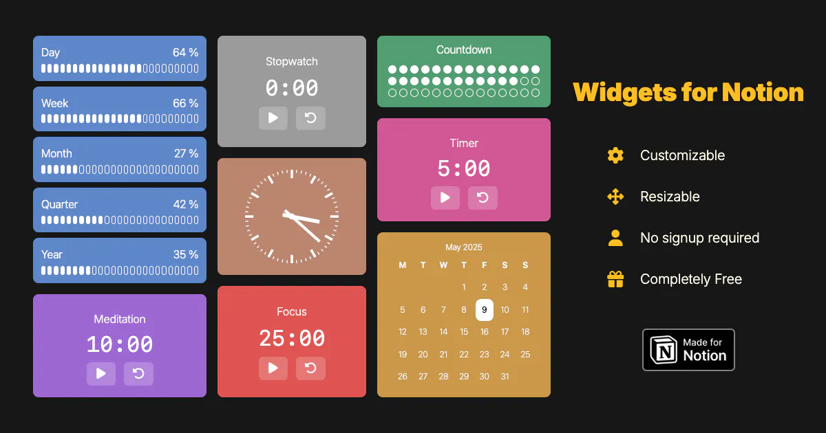 Free Notion Widgets gallery image