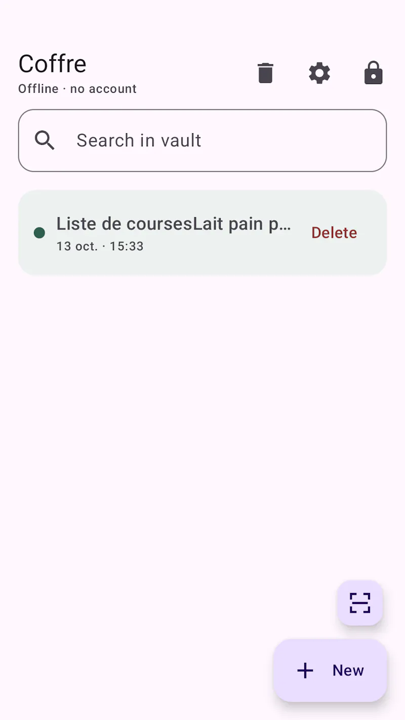 Coffre — your notes, encrypted screenshot 1