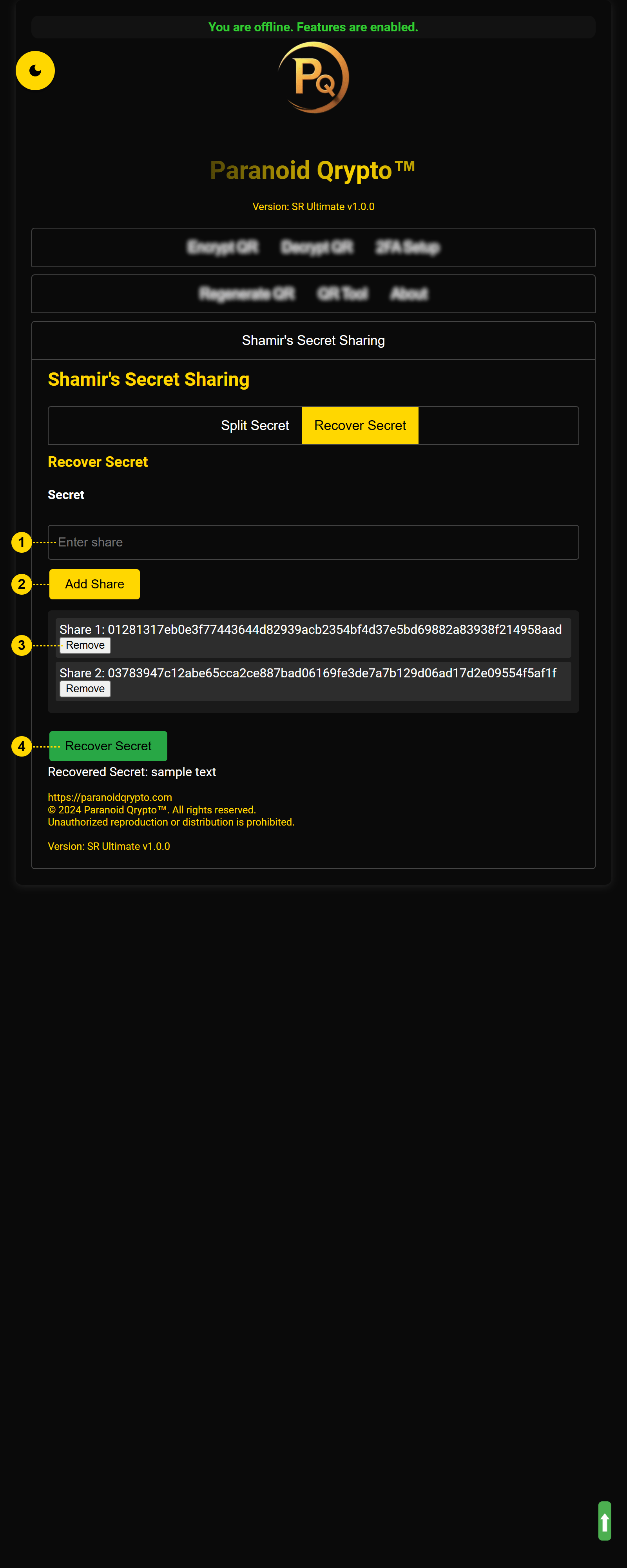 妄想Qrypto - 安全なキーパスワードストレージのためのエアギャップのオフラインQRコードメディア4