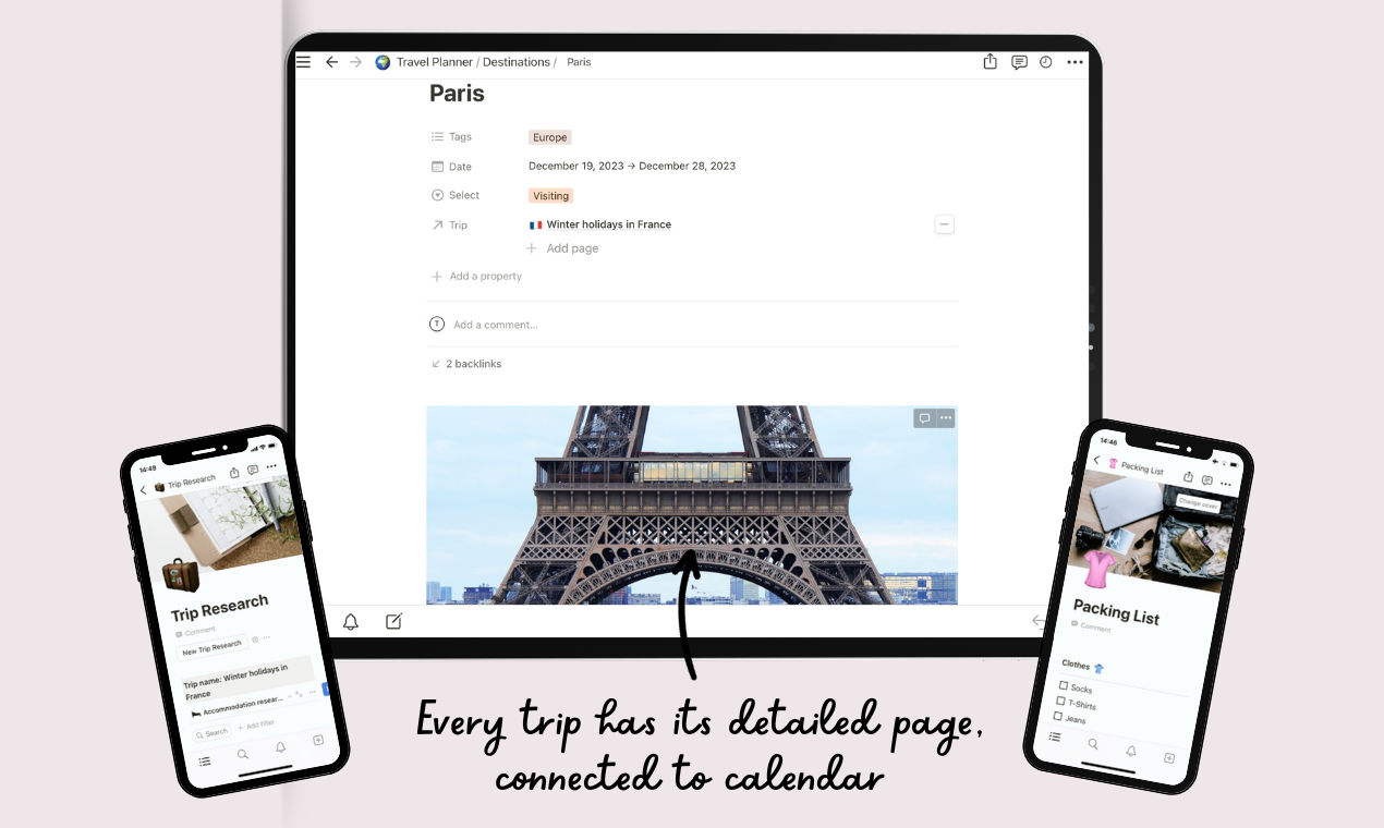 Trip Planner Notion -sjabloon - Waar ideeën vluchten en reizen beginnen media 6