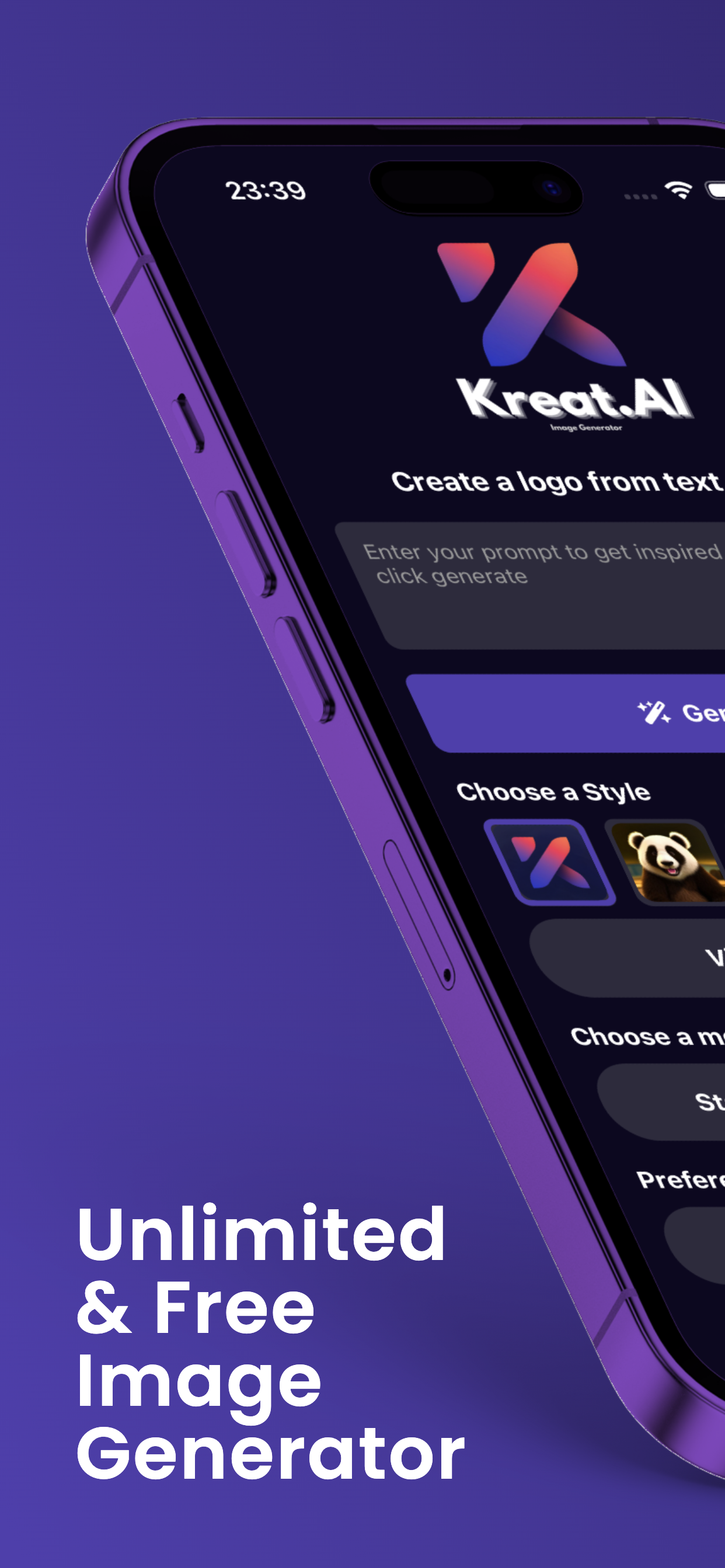 Kreat.ai Generatore di immagini - Generatore di immagini AI con 100 stili per iOS e Android media 1