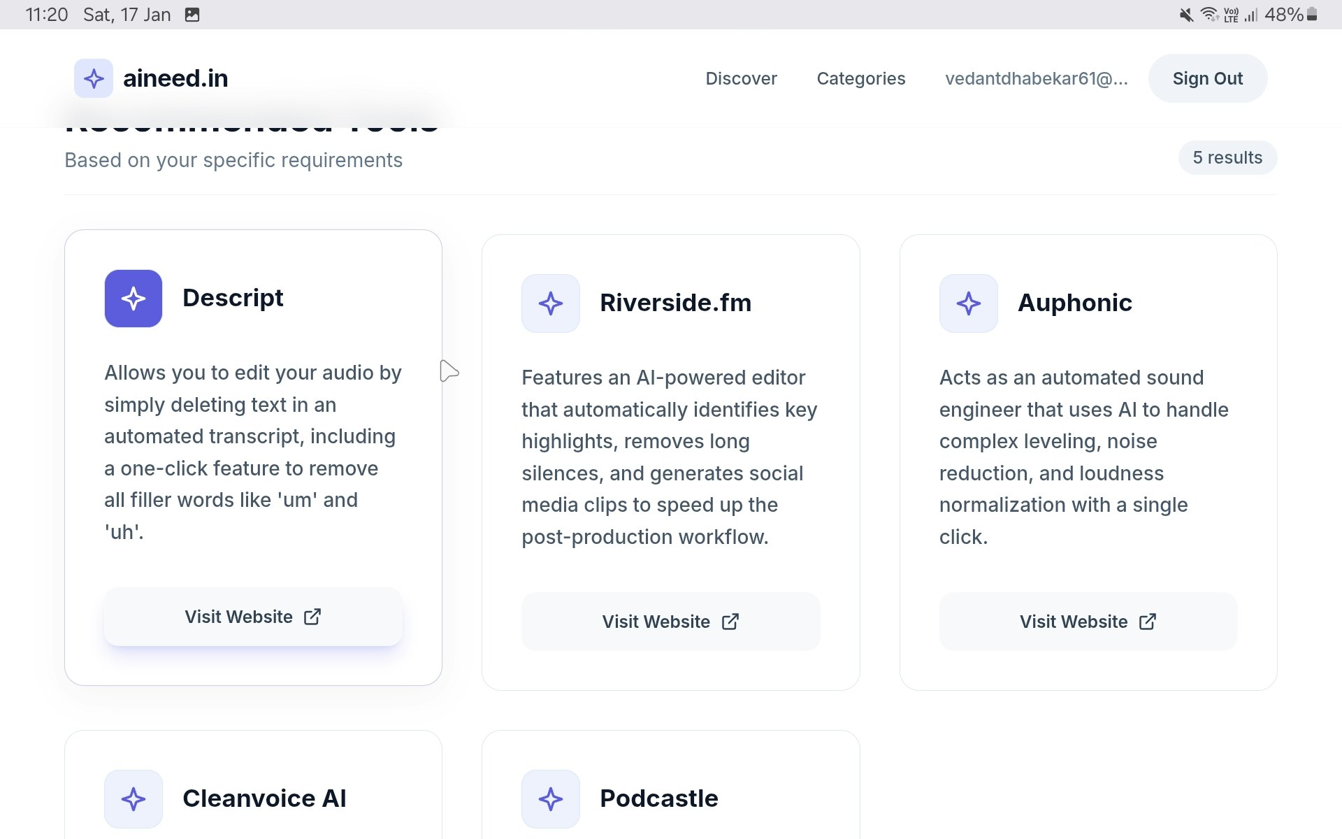  aineed.in - Screenshot 2 showing product features and functionality