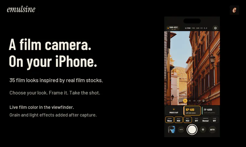 Emulsine: Film Emulation Camera screenshot 1