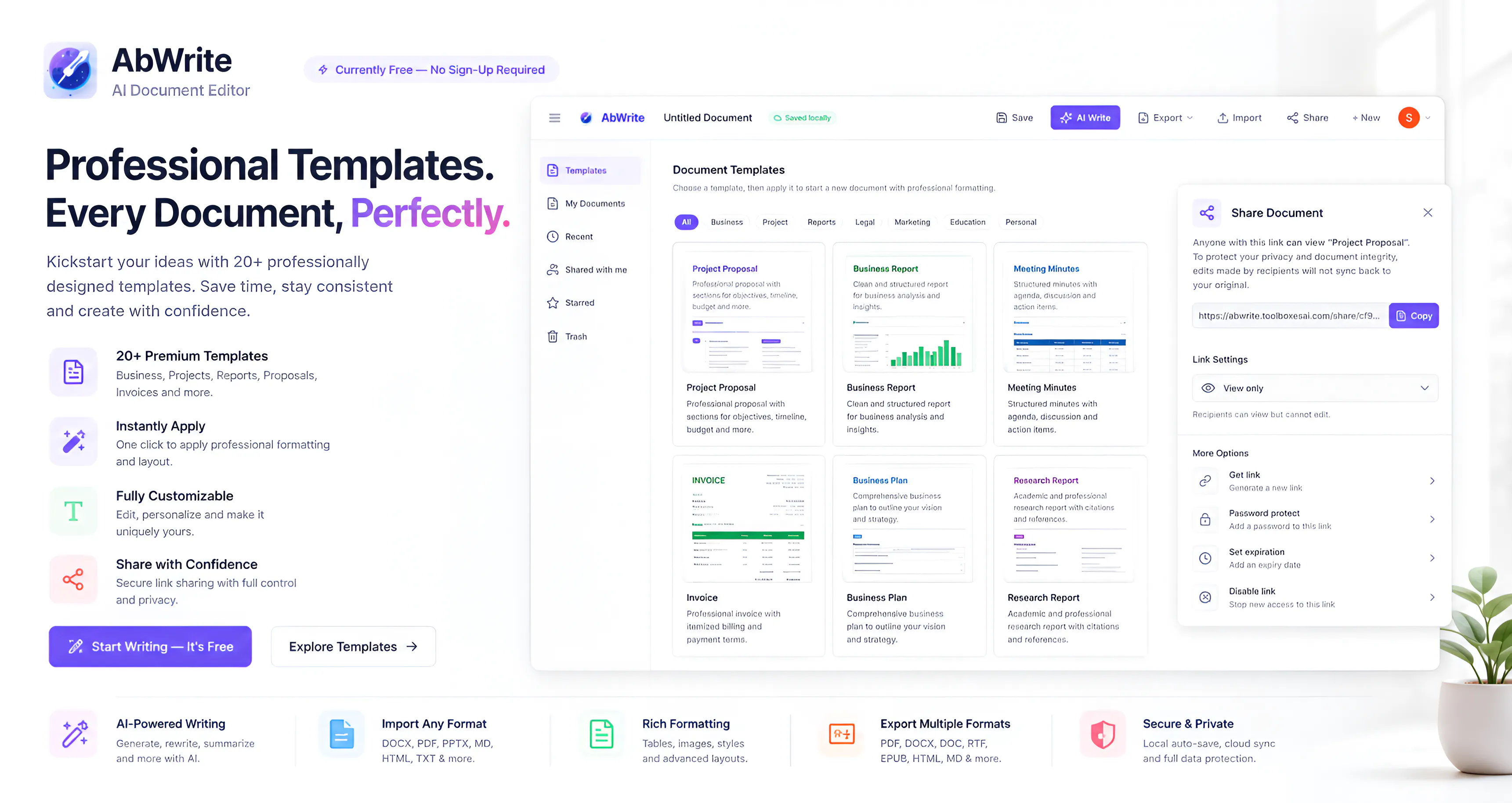AbWrite: Next-Gen Ai Document Editor screenshot