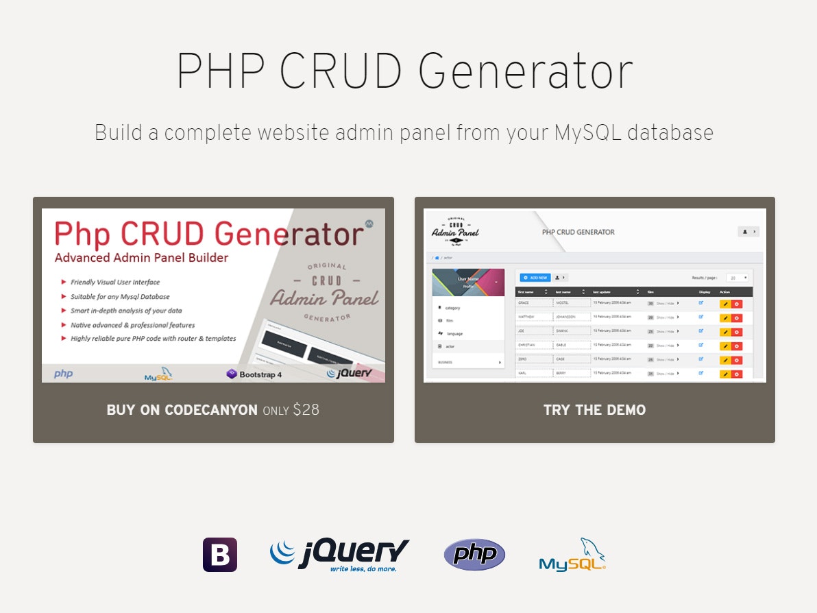 PHP CRUD Generator gallery image