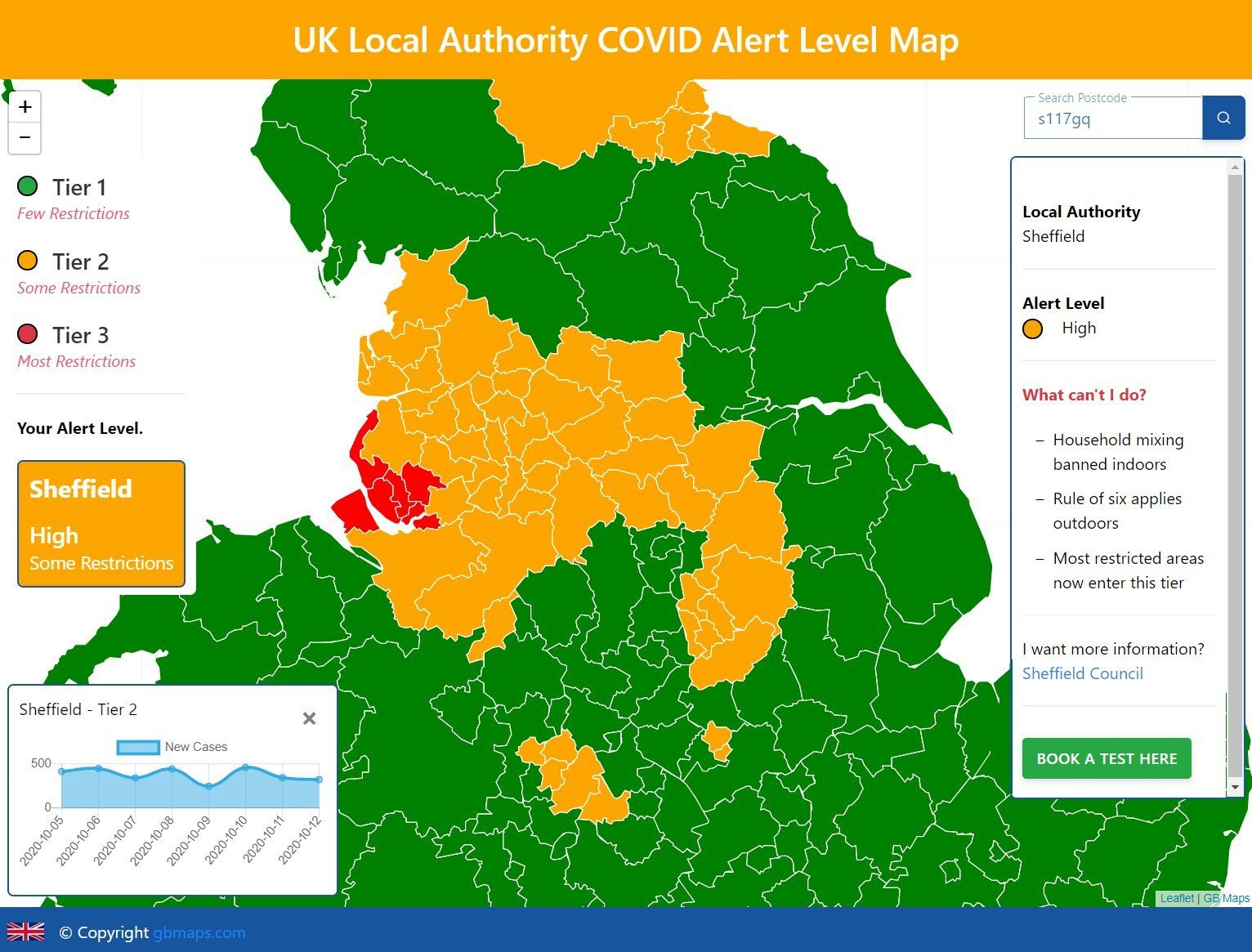 Interactive Map for UK COVID Alert Level