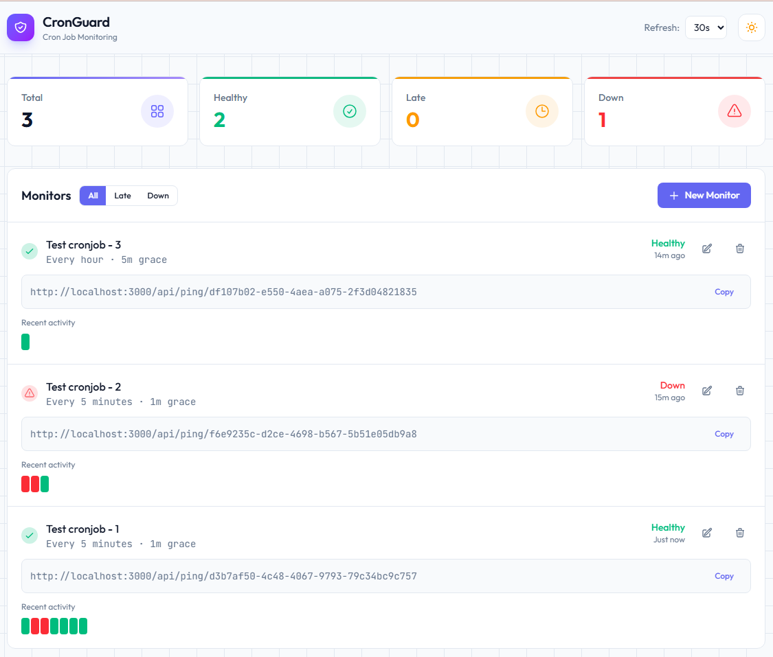 CronGuard - Main product screenshot demonstrating key features and user interface