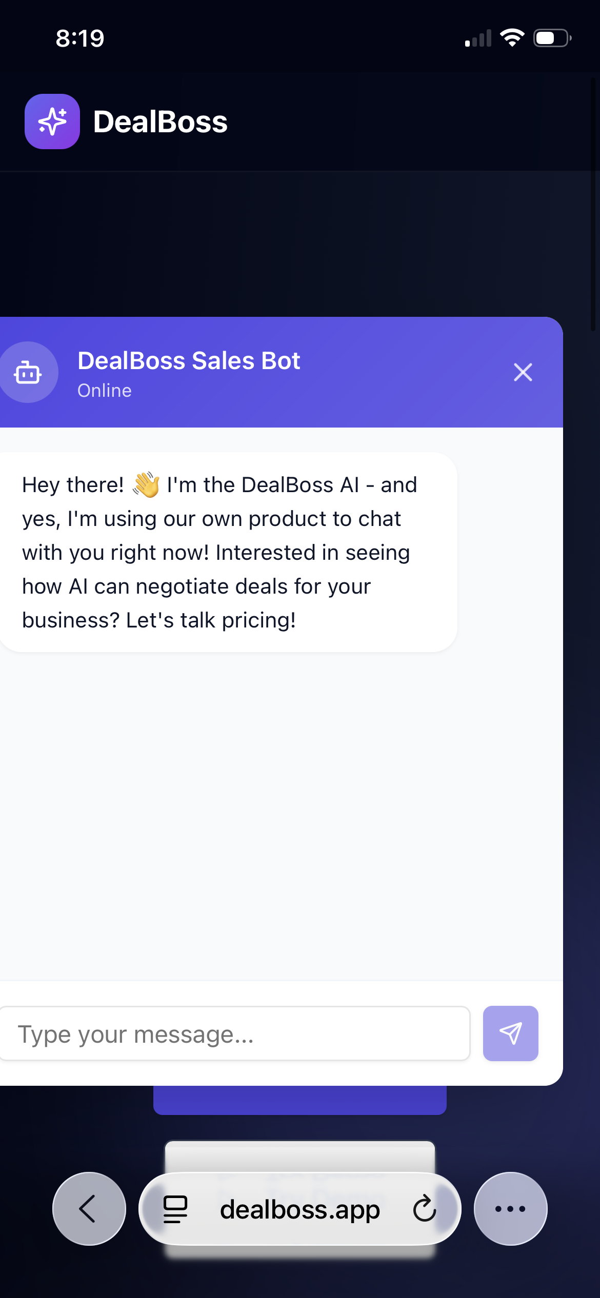 DealBoss - Screenshot 2 showing product features and functionality