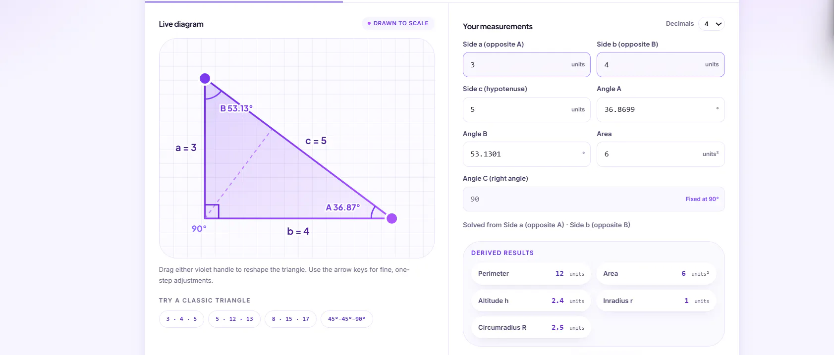 Right Triangle Calculator gallery image