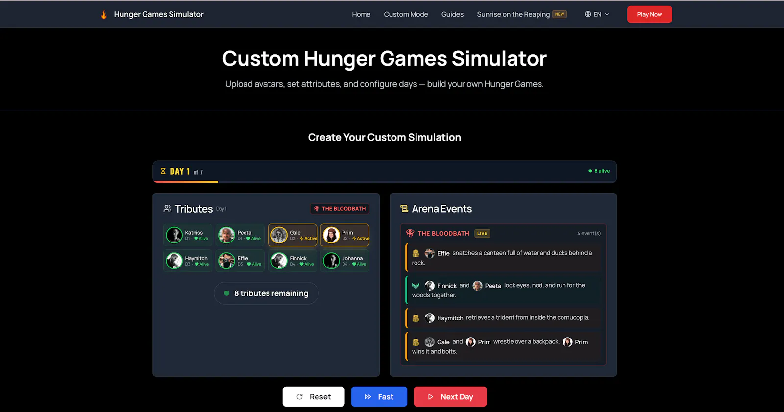 Hunger Games Simulator screenshot 3