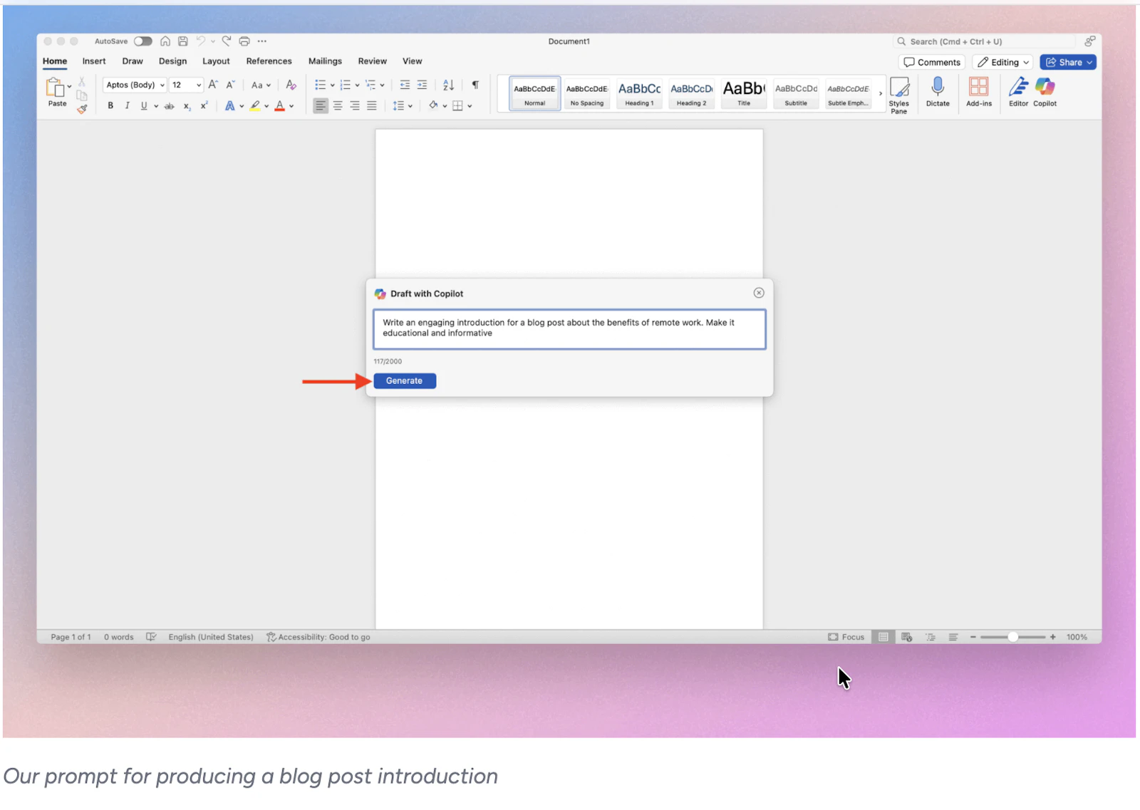 Copilot in Word screenshot 4