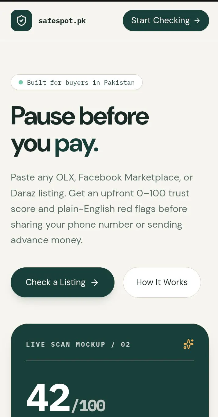 Marketplace Risk Detector — Safespot  gallery image
