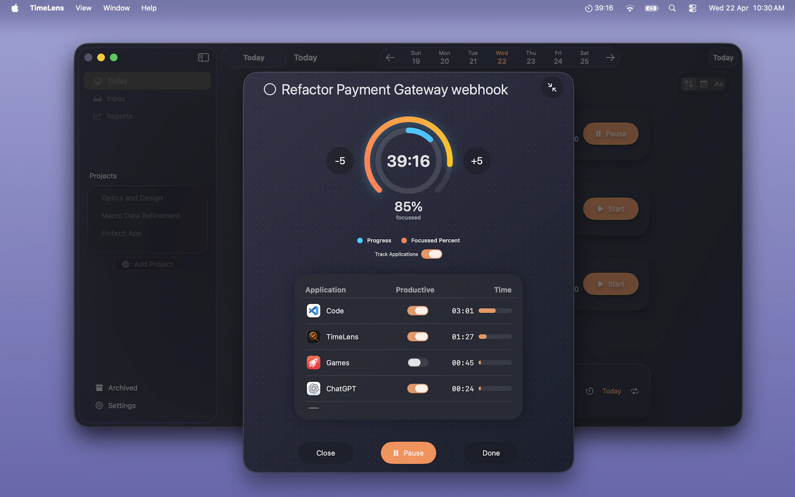 Timelens screenshot 2