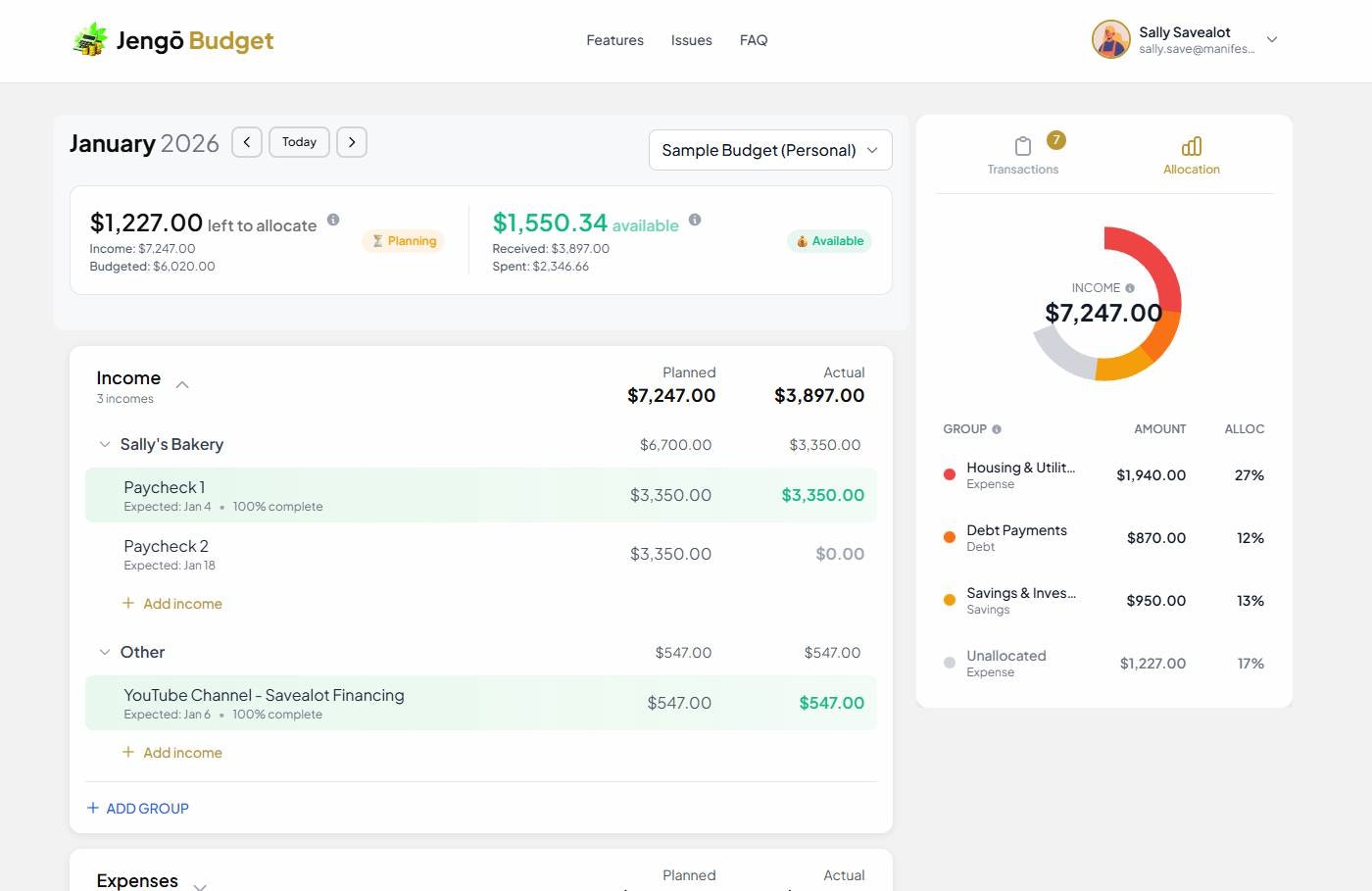 JengōBudget, simple zero-based budgeting gallery image