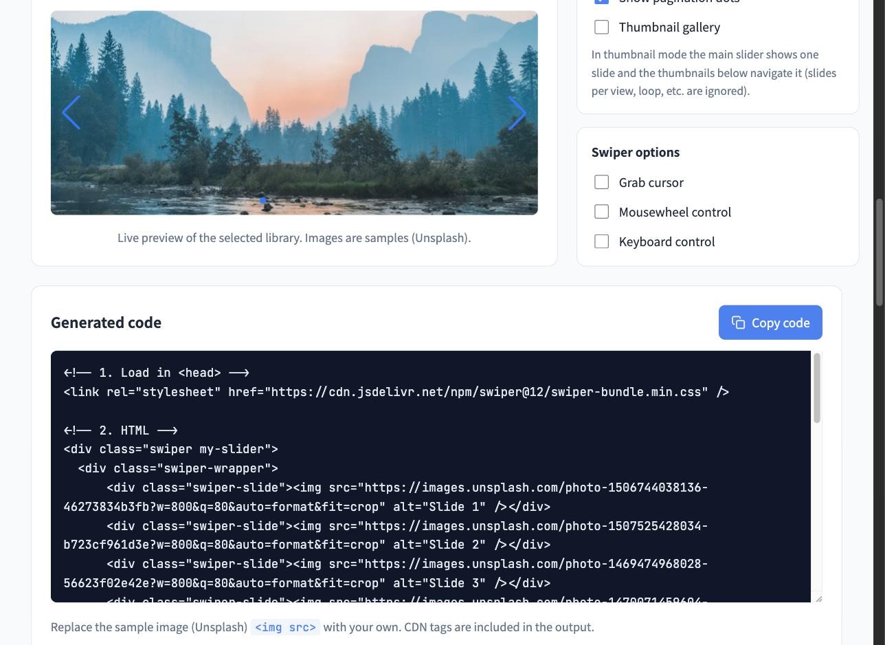 Slider / Carousel Generator gallery image