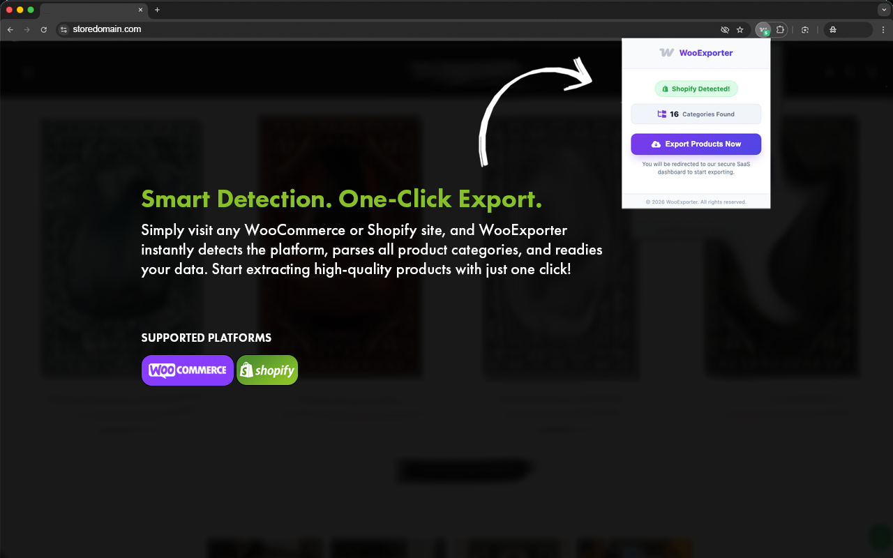 WooExporter - Woo & Shopify Scraper - Screenshot 3 showing product features and functionality