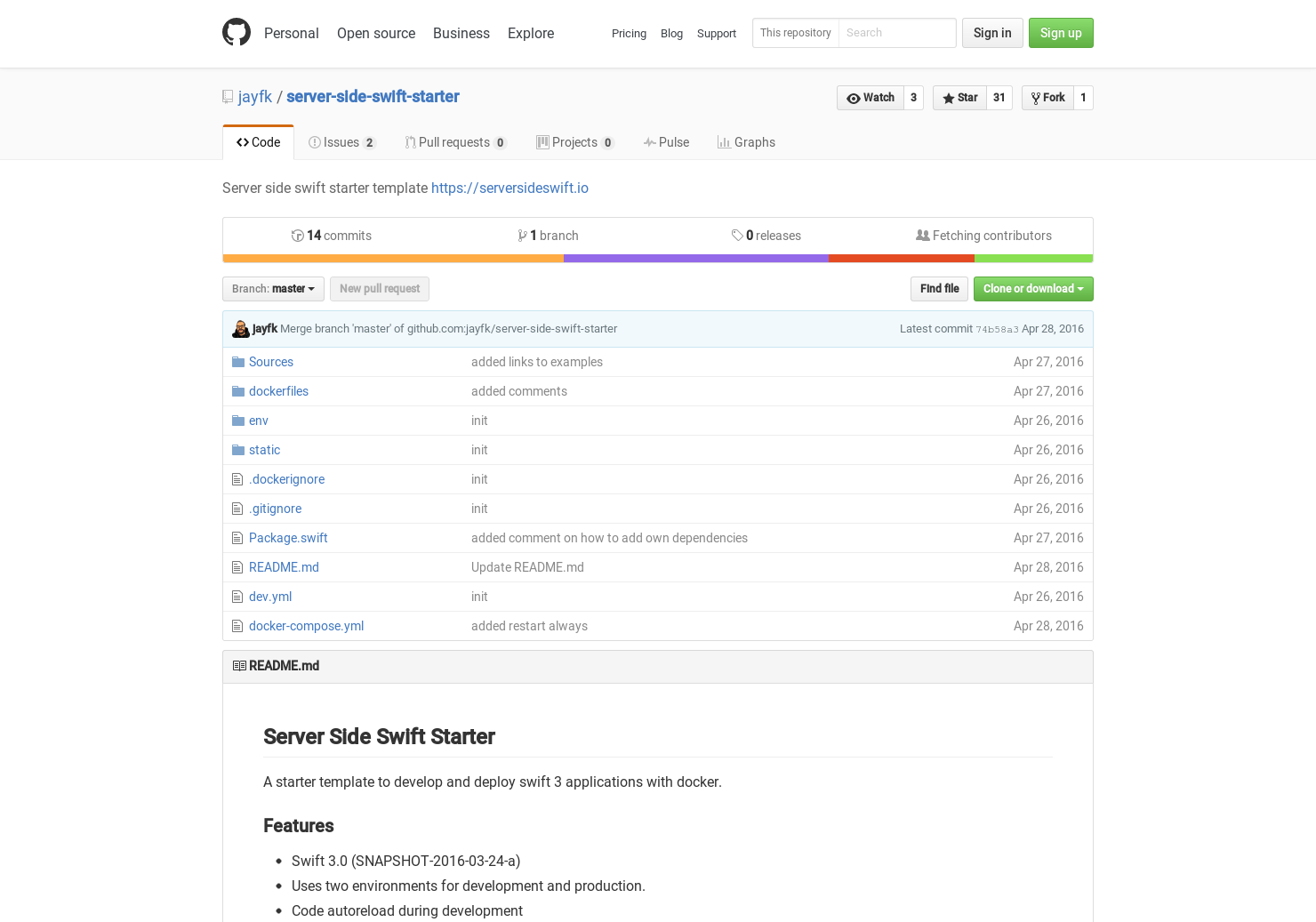 Server Side Swift Start Template gallery image