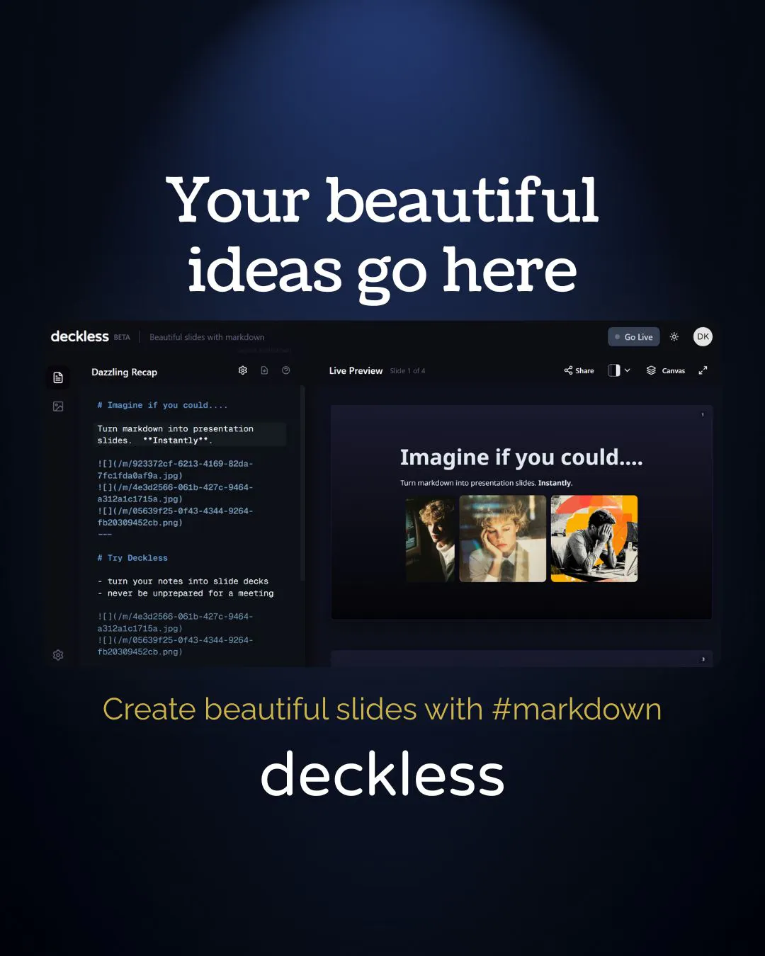 Deckless: Create presentation slides from markdown text instantly ...