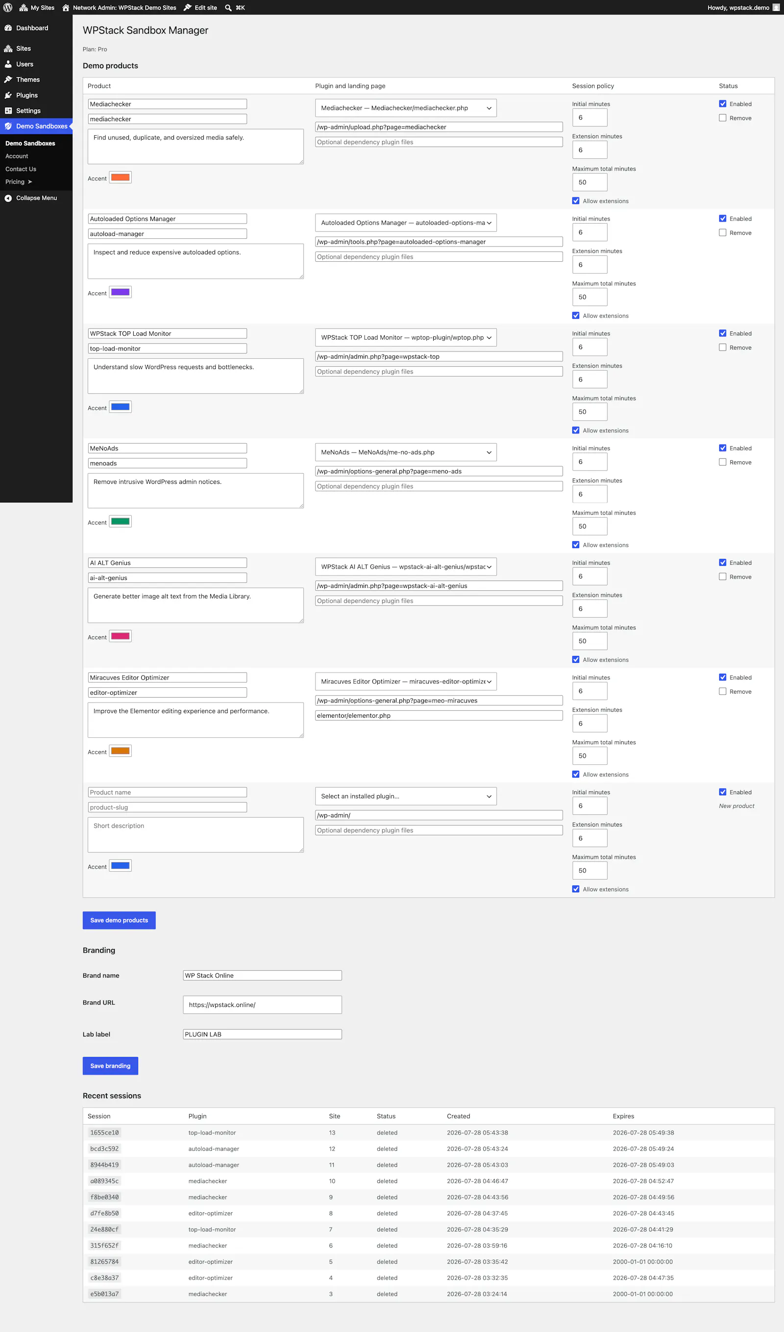 WPStack Sandbox Manager screenshot 4