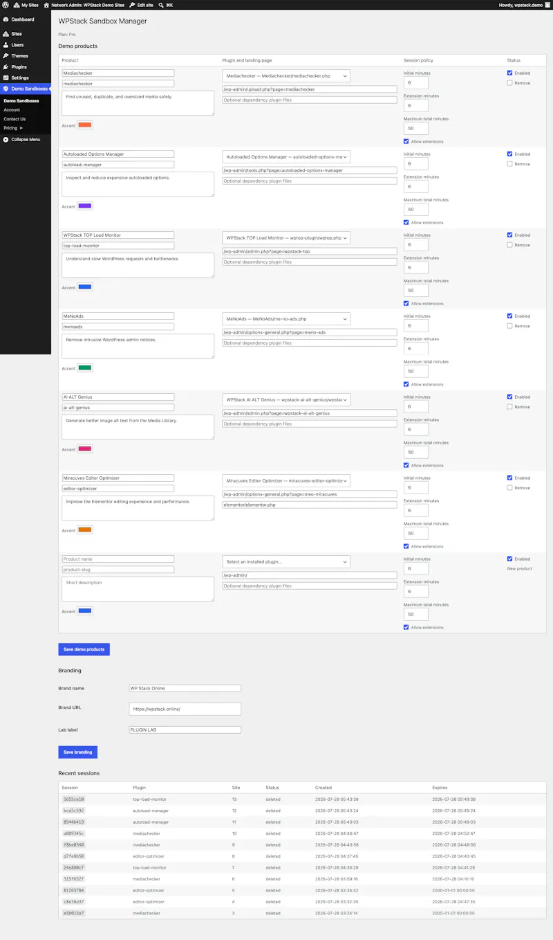 WPStack Sandbox Manager screenshot 4