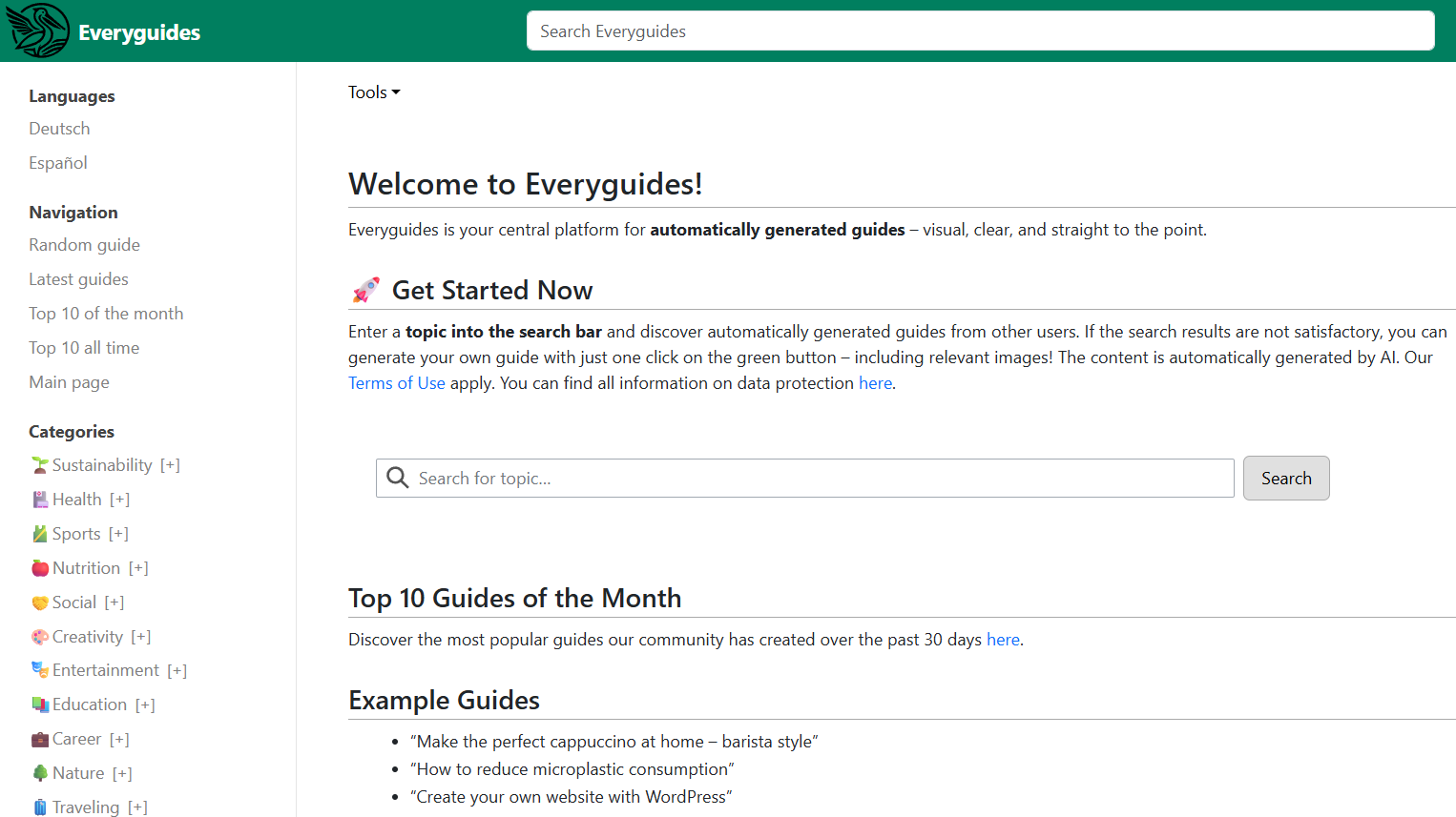 Everyguides - Screenshot 2 showing product features and functionality