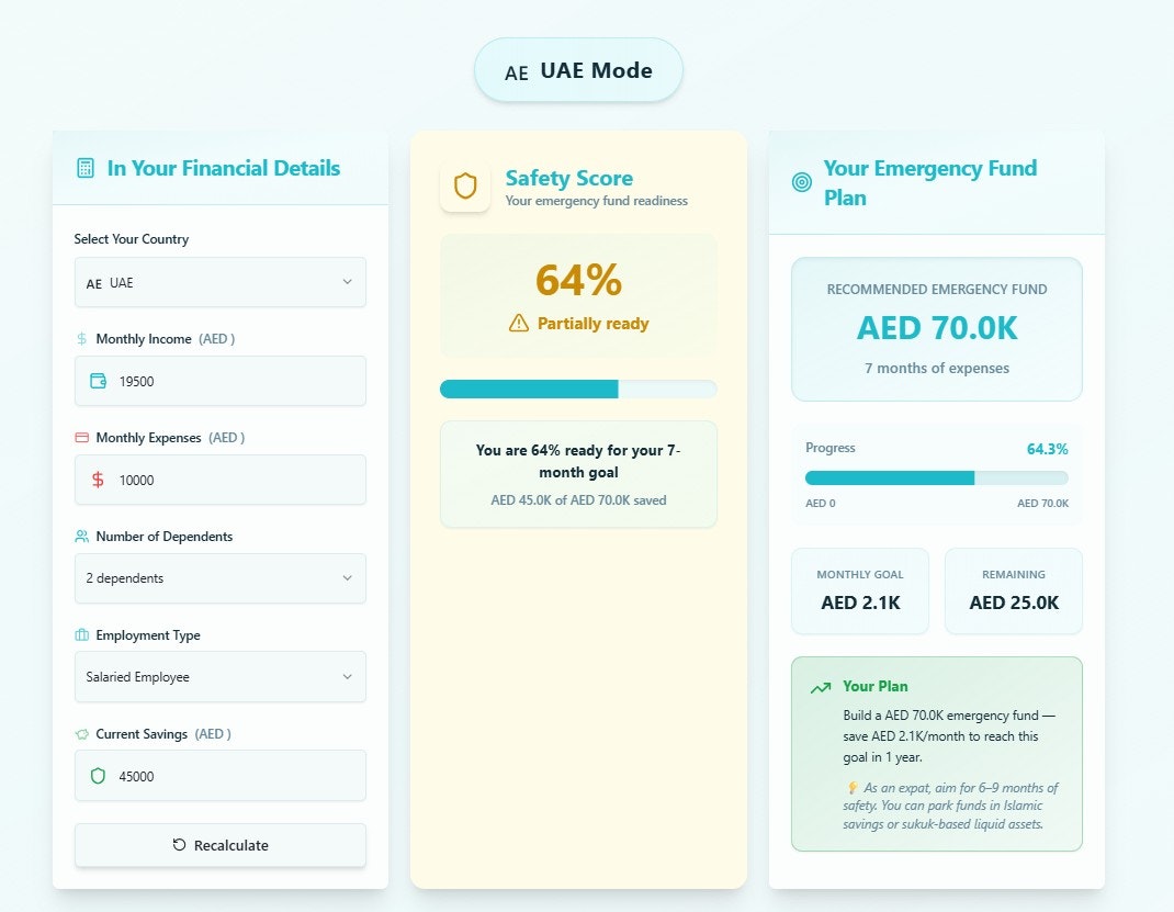 Média Calculateur de fonds d'urgence gratuit alimenté par l'IA - Planifiez plus intelligemment.Connaissez votre score de sécurité en matière d’épargne.💰 3