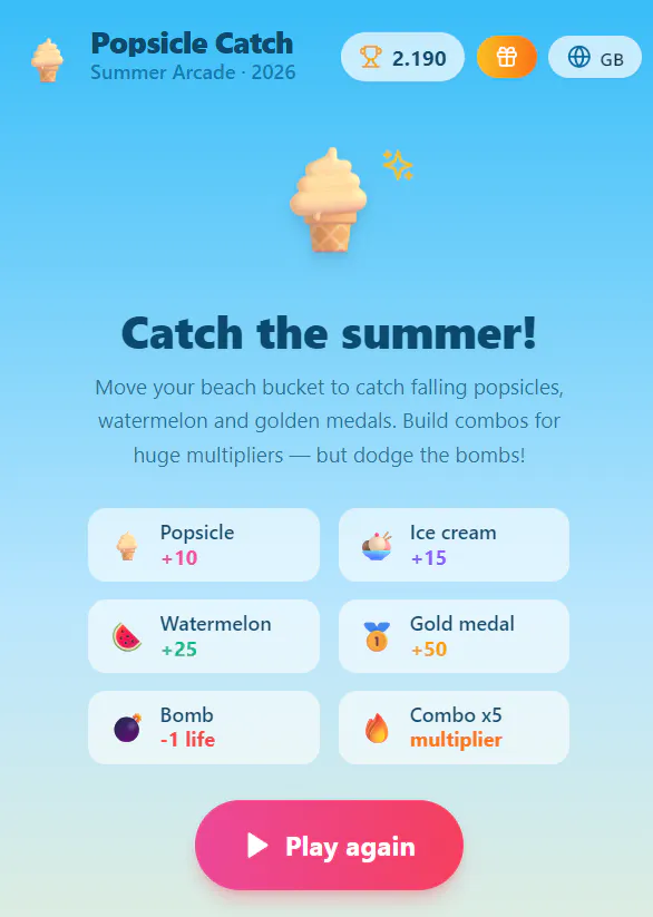 Popsicle Catch – Summer Arcade 2026 제품 배너