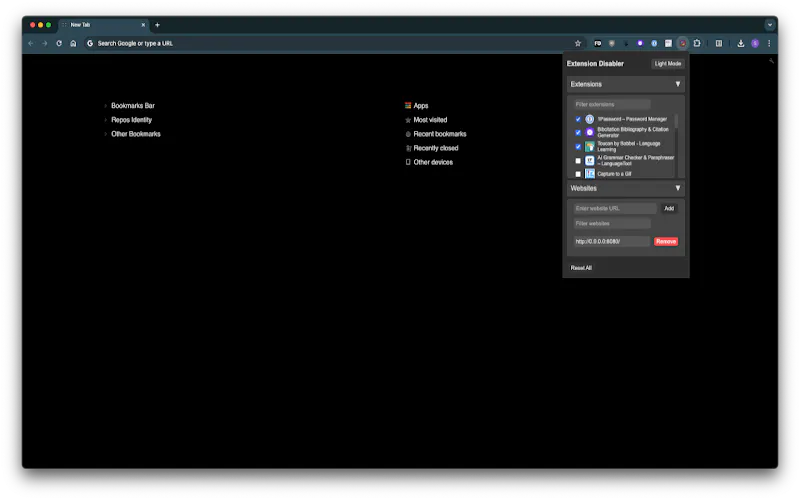 Extension Disabler for localhost+website gallery image