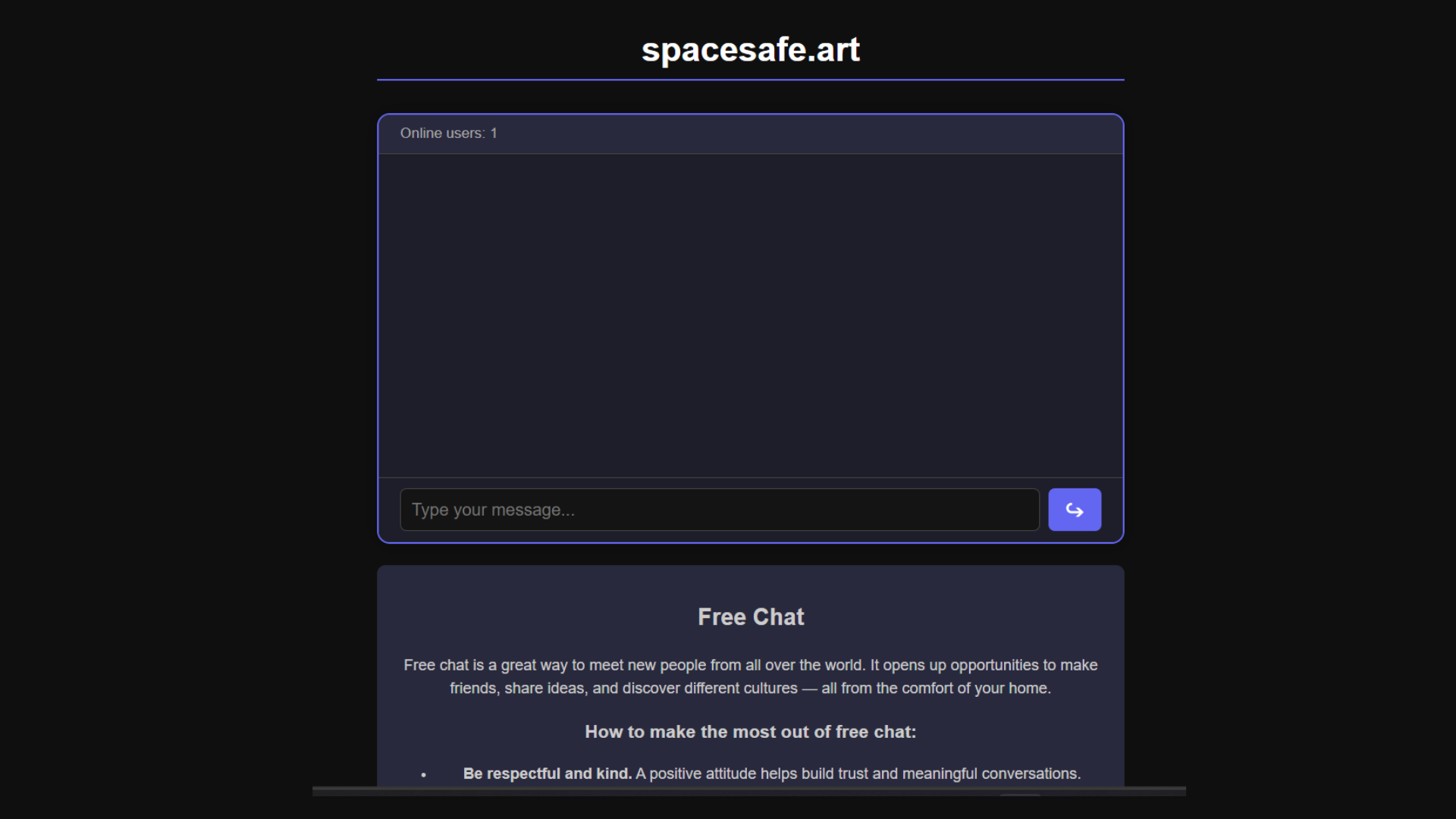 우주 사료 - 익명으로 채팅하십시오 - Spacesafe에 오신 것을 환영합니다. 미디어 3