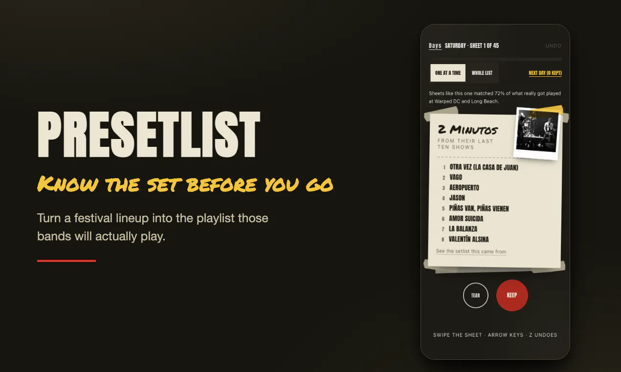 Presetlist screenshot 5