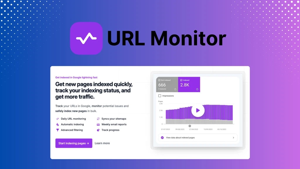 URL मॉनिटर लाइफटाइम डील - Google पर अपनी वेबसाइट की दृश्यता को बढ़ावा दें मीडिया 2