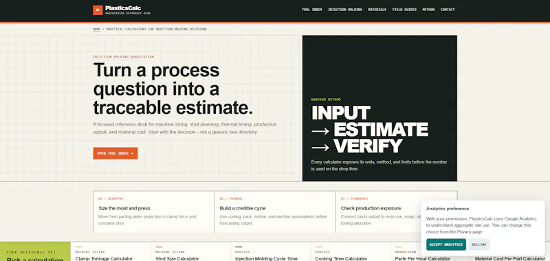 PlasticsCalc screenshot 1