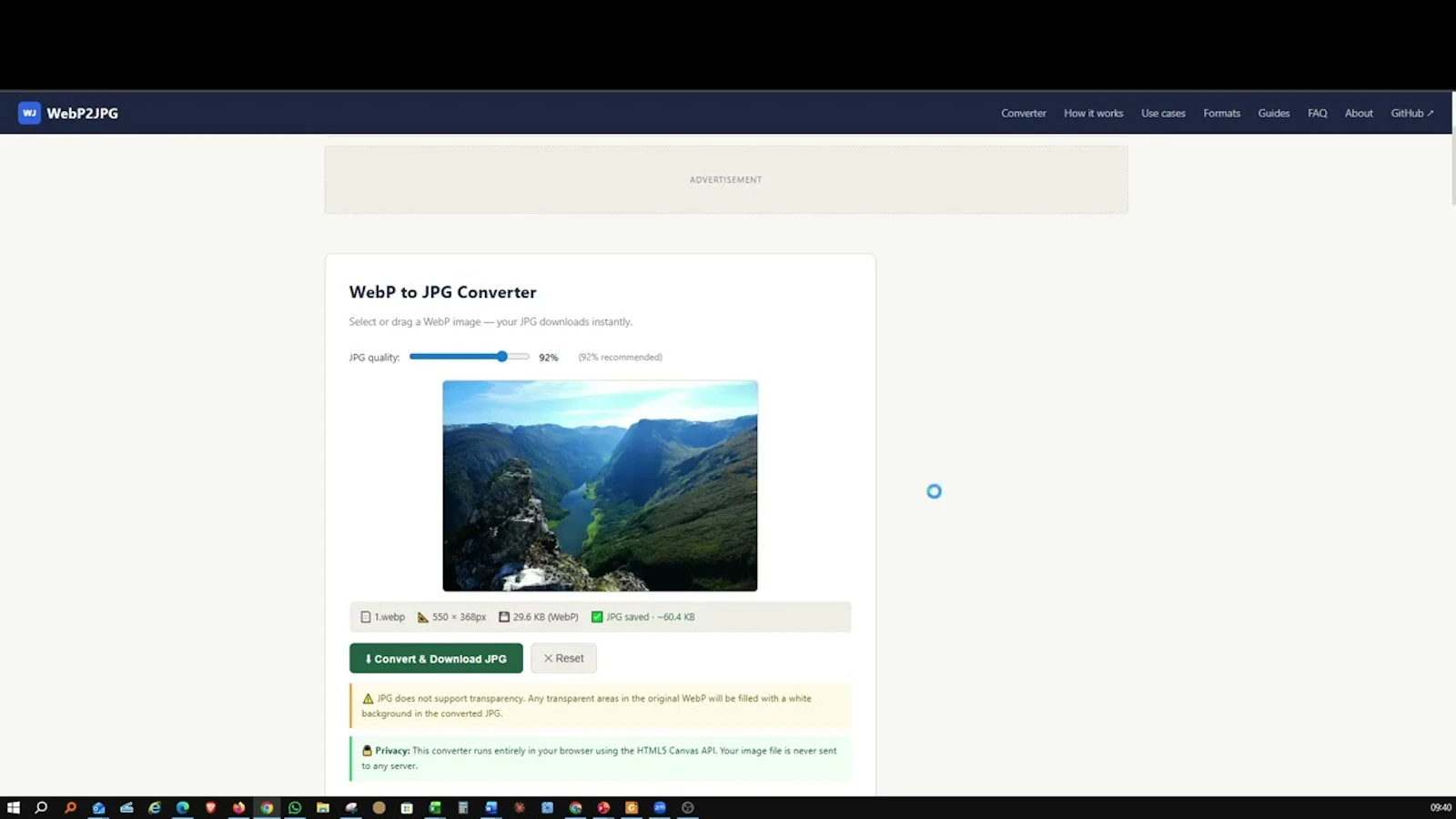 WebP to JPG Converter screenshot 1 (video preview)
