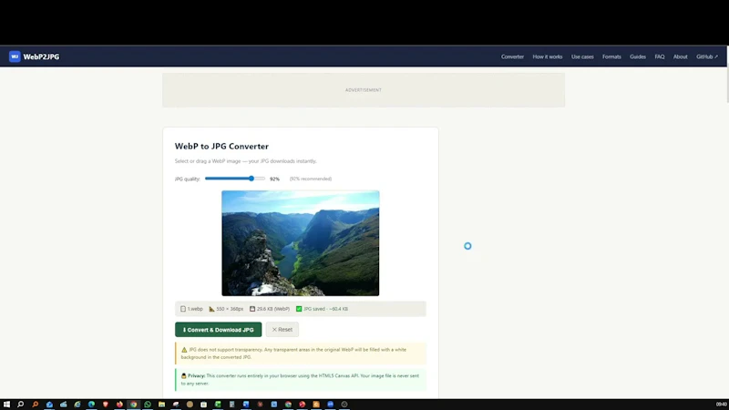 WebP to JPG Converter screenshot 1 (video preview)