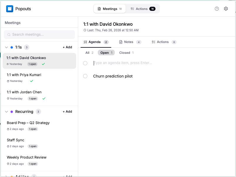 Popouts - Main product screenshot demonstrating key features and user interface