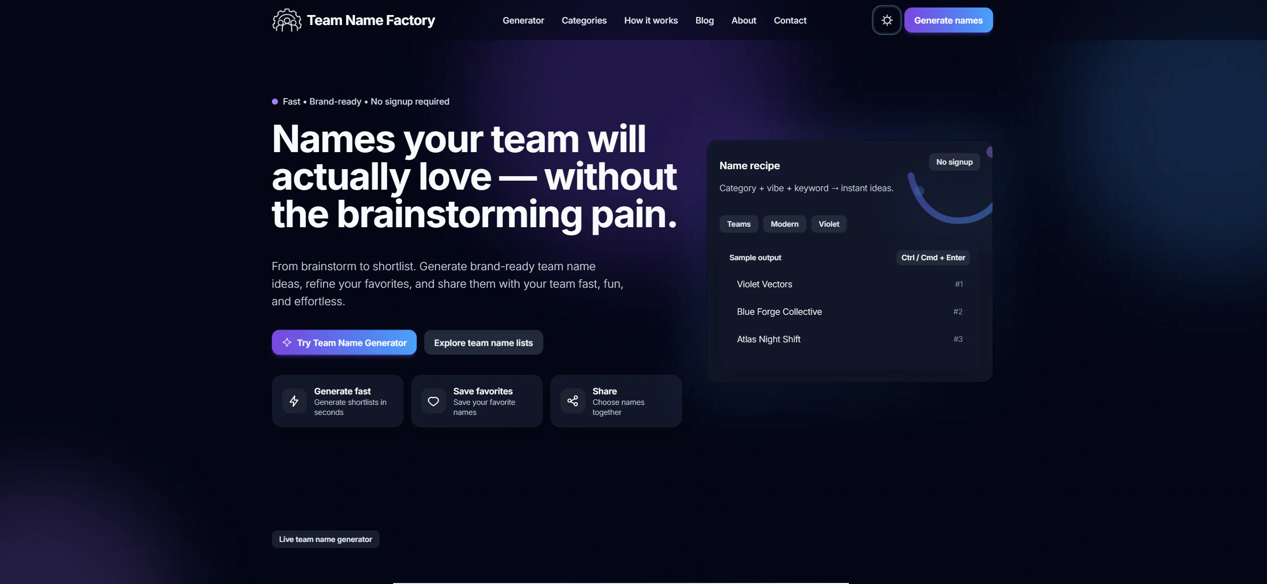 Team Name Factory