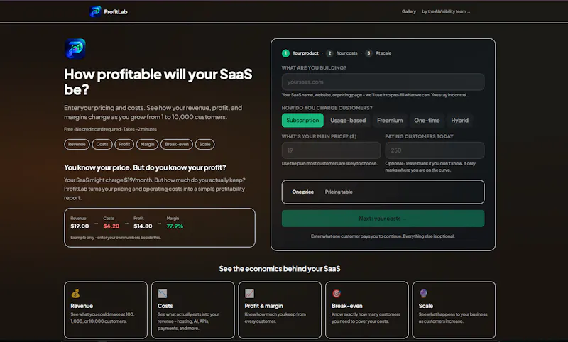 Ai SaaS Cost vs. Profit Analyzer screenshot 4