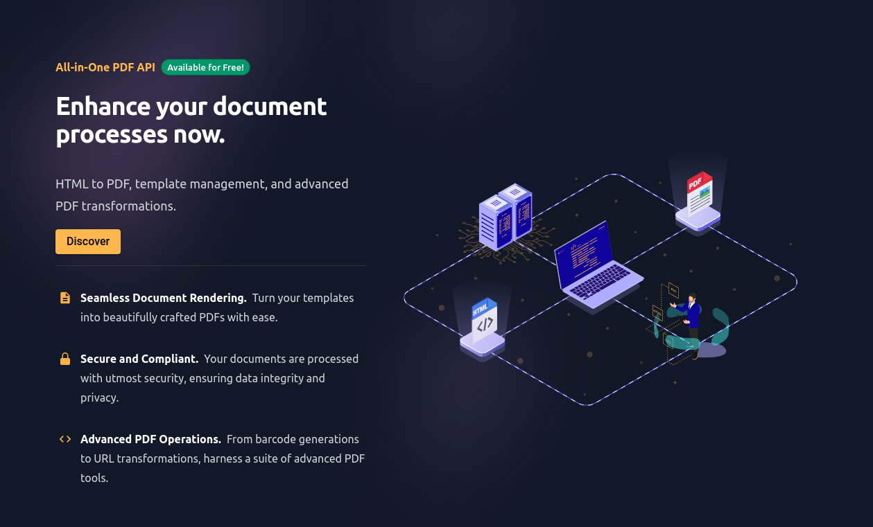빠른 PDF API - PDF API.PDF를 생성하고 변환합니다.다국어 SDK. 미디어 2
