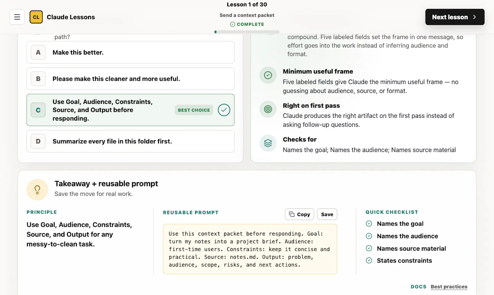 Claude Lessons screenshot 2