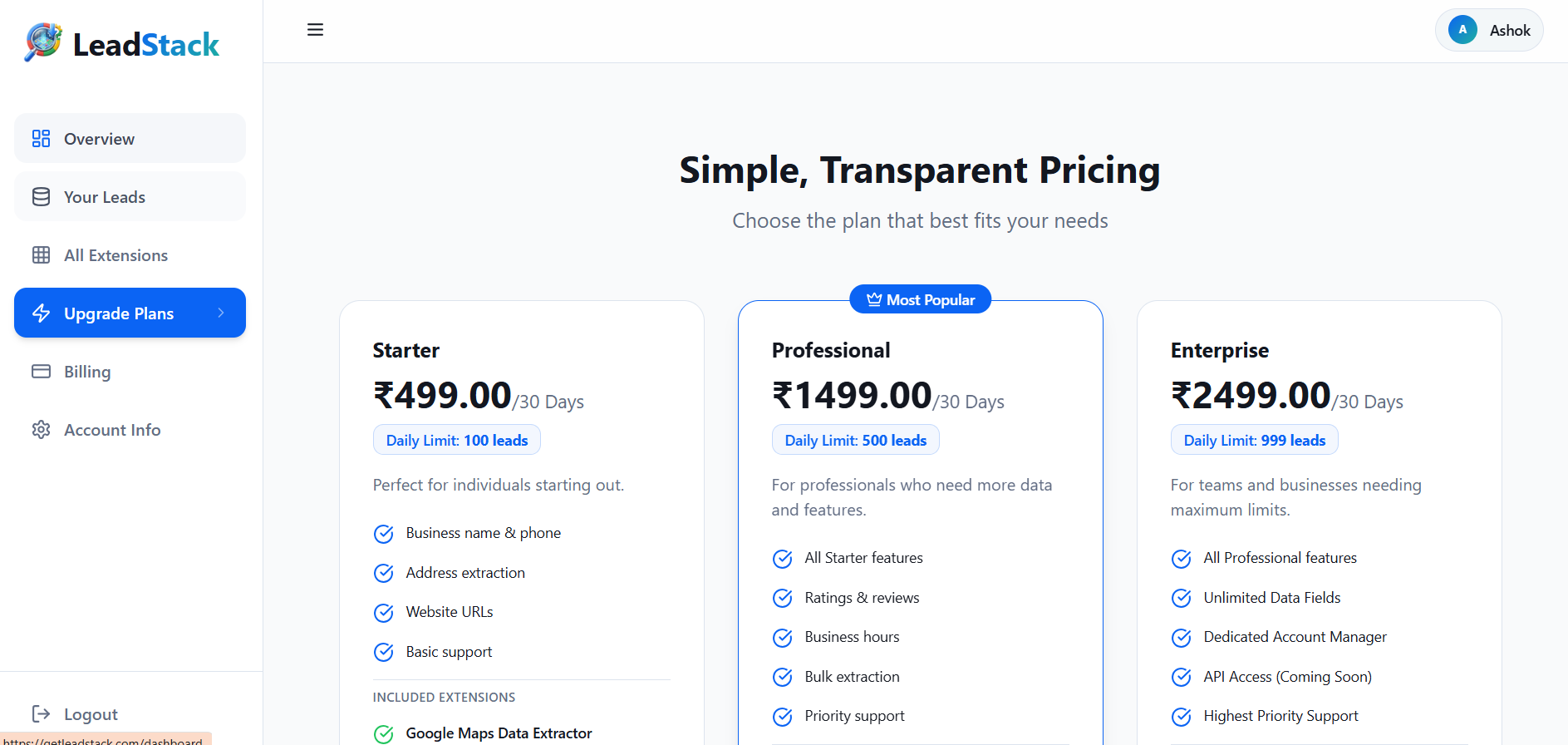 Lead Stack - Main product screenshot demonstrating key features and user interface