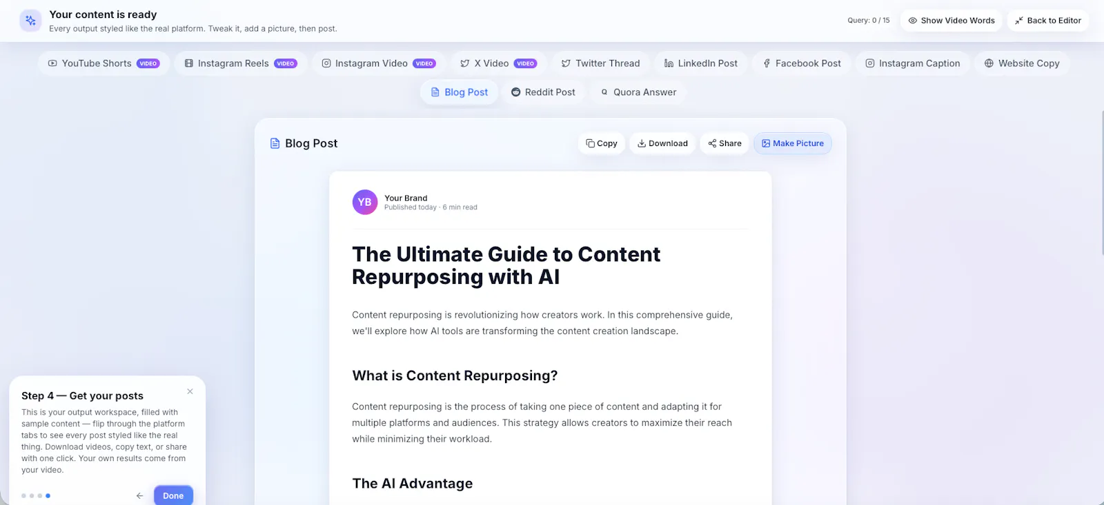 Repurpose AI 3.0 screenshot 8