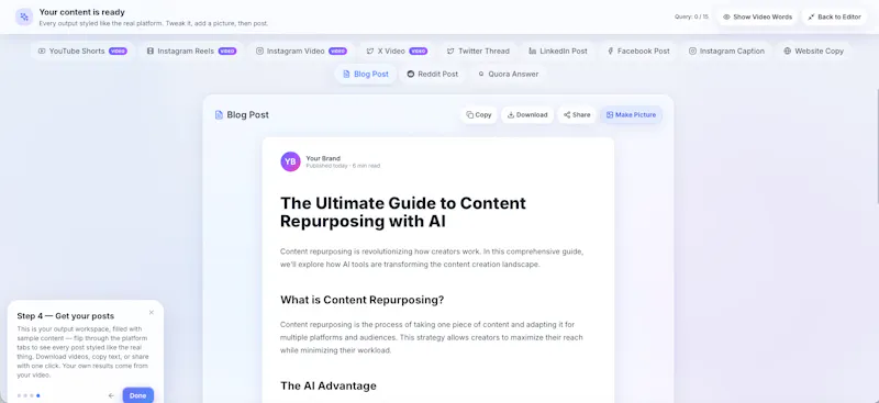 Repurpose AI 3.0 screenshot 8