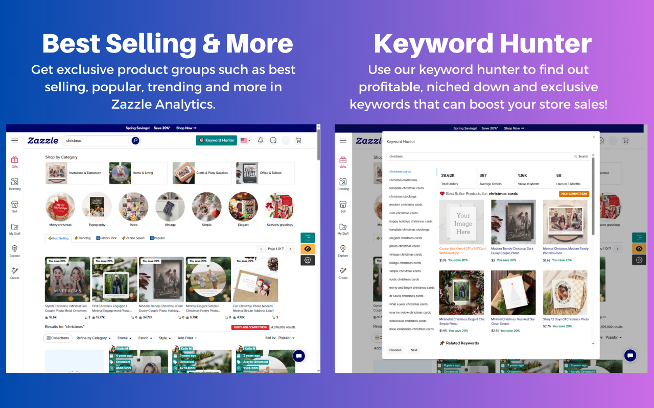 Zazzle Analytics - Zazzle için En İyi Araç - Araştırma, analiz, optimizasyon için Zazzle Analytics medya 2