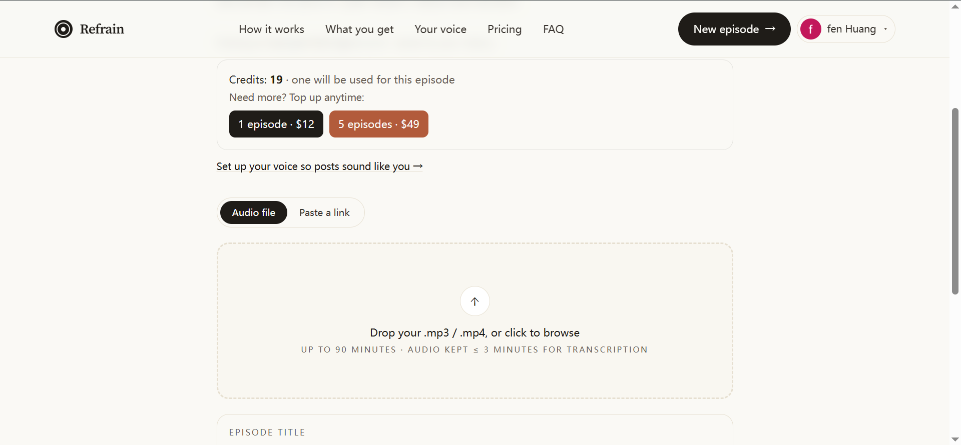 Turn podcast intoLinkedIn posts in voice gallery image