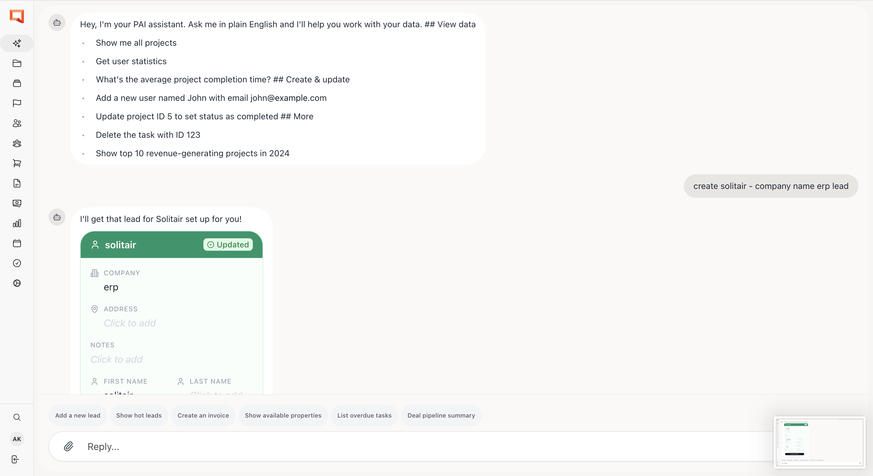 TellDB Run Your Business From One Chat - Screenshot 3 showing product features and functionality