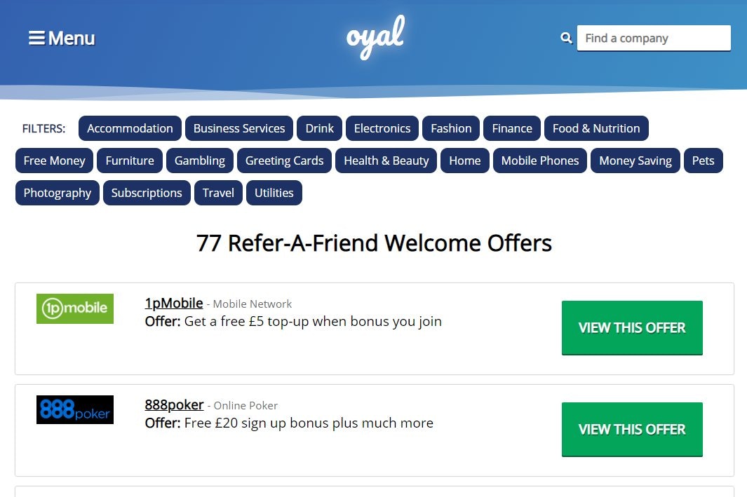 oyal - Refer a friend sharing gallery image