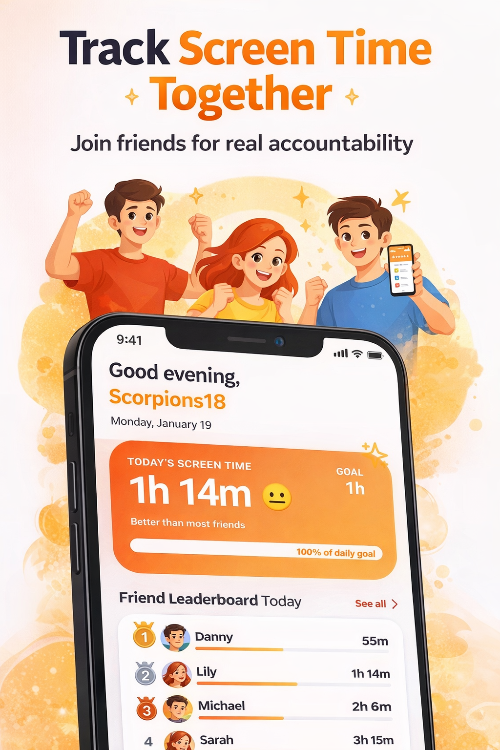ScreenQuest: Screen Time Ctrl - Main product screenshot demonstrating key features and user interface