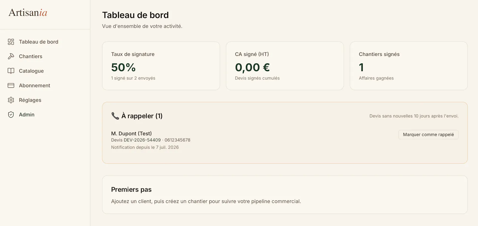 Logiciel de devis IA · Artisania screenshot 3
