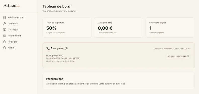 Logiciel de devis IA · Artisania screenshot 3